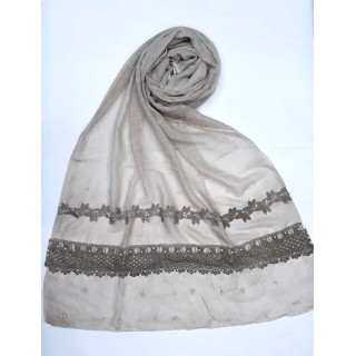 Designer Cotton Women's Stole - Light Brown